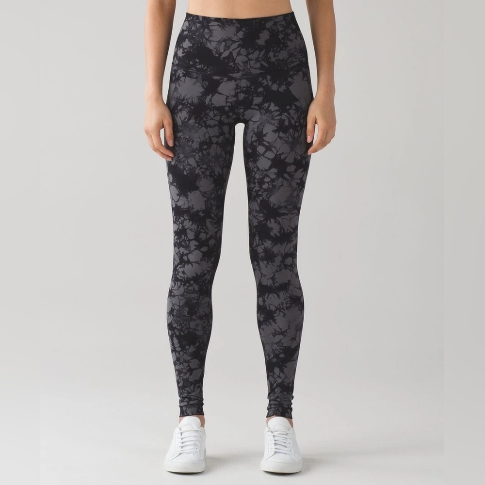Lululemon Athletica Wunder High Rise Gray Tie-Dye Leggings